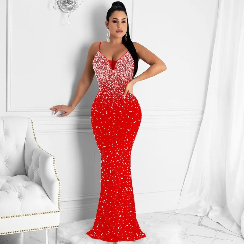 Formal Wear Gowns For Women - Elegante cristal strass pérolas sereia maxi