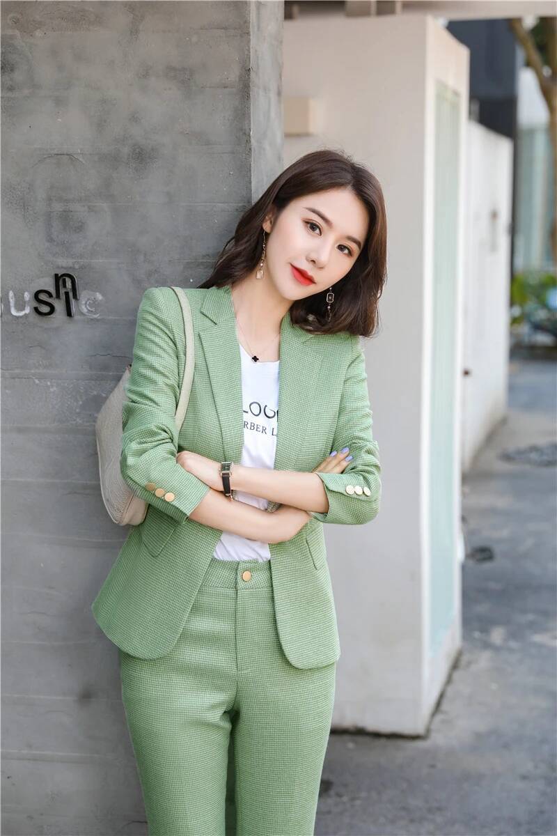 Women'S Formal Wear Pantsuits - Novidade uniforme verde projetos calças para
