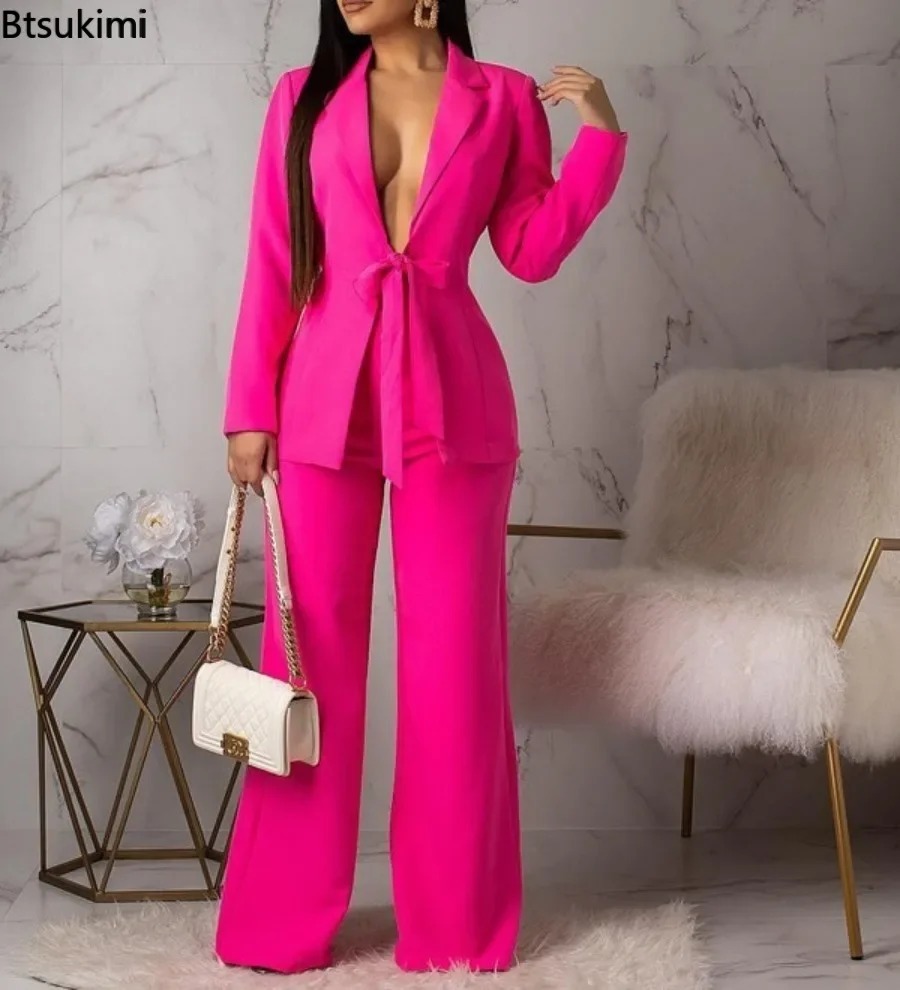 Novo Conjunto de Terno Feminin - Women Formal Wear With Tie avaliação e preço