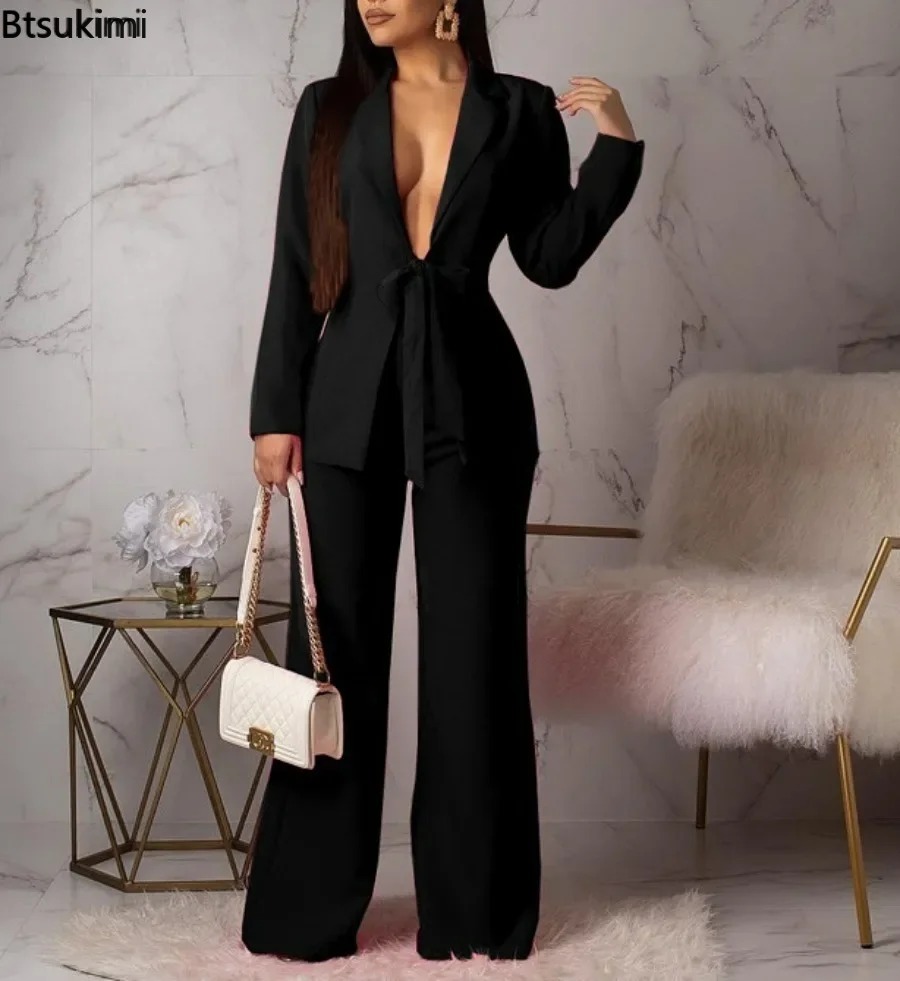 Novo Conjunto de Terno Feminin - Women Formal Wear With Tie avaliação e preço