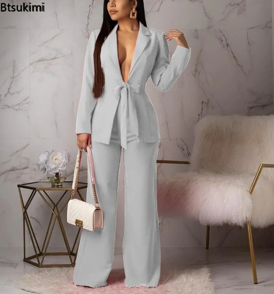 Novo Conjunto de Terno Feminin - Women Formal Wear With Tie avaliação e preço