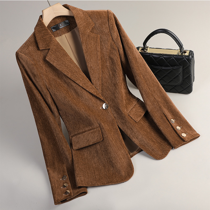 Blazer de Veludo Amarelo para  - Women Formal Wear Blazers avaliação e preço