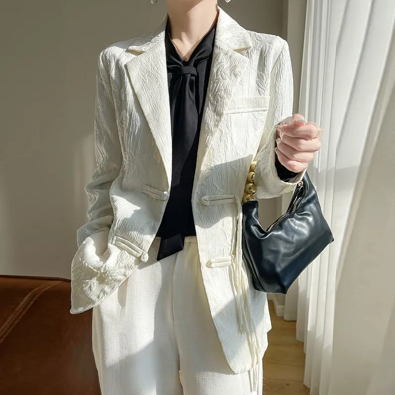 Blazer Feminino Branco Texturi - Women Formal Wear Blazers avaliação e preço