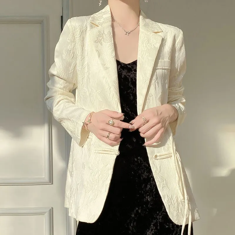 Blazer Feminino Branco Texturi - Women Formal Wear Blazers avaliação e preço