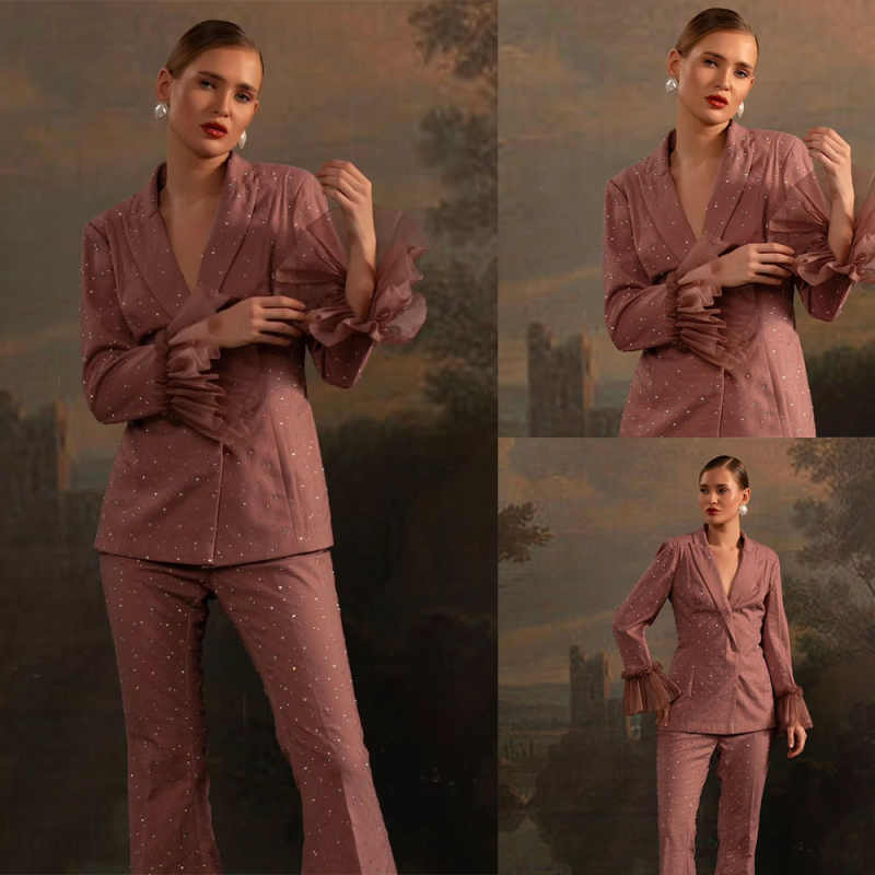 Grânulos conjuntos de blazer f - Women Formal Wear With Tie avaliação e preço