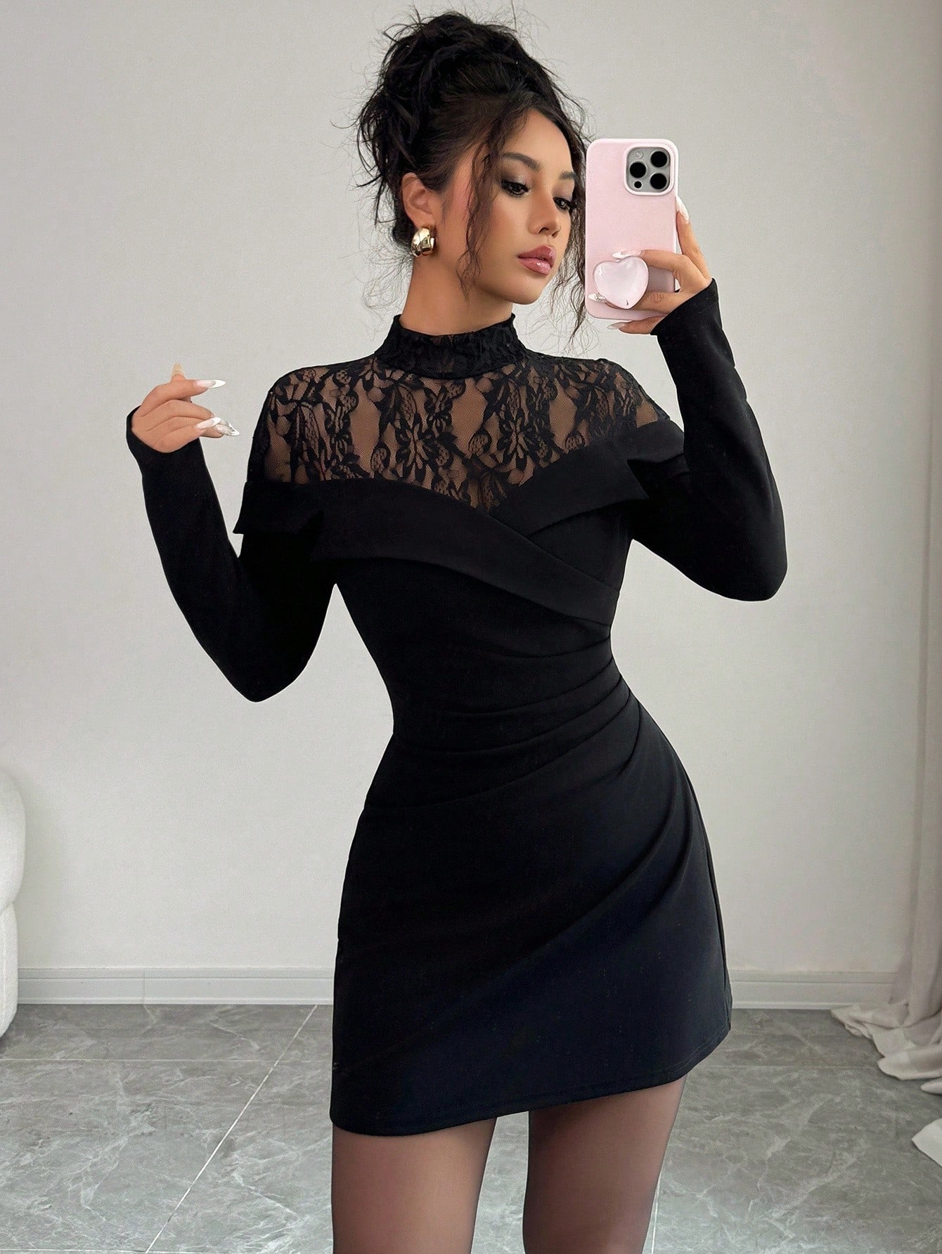 Vestido Mini Preto de Renda co - Formal Wear Gowns For Women avaliação e preço